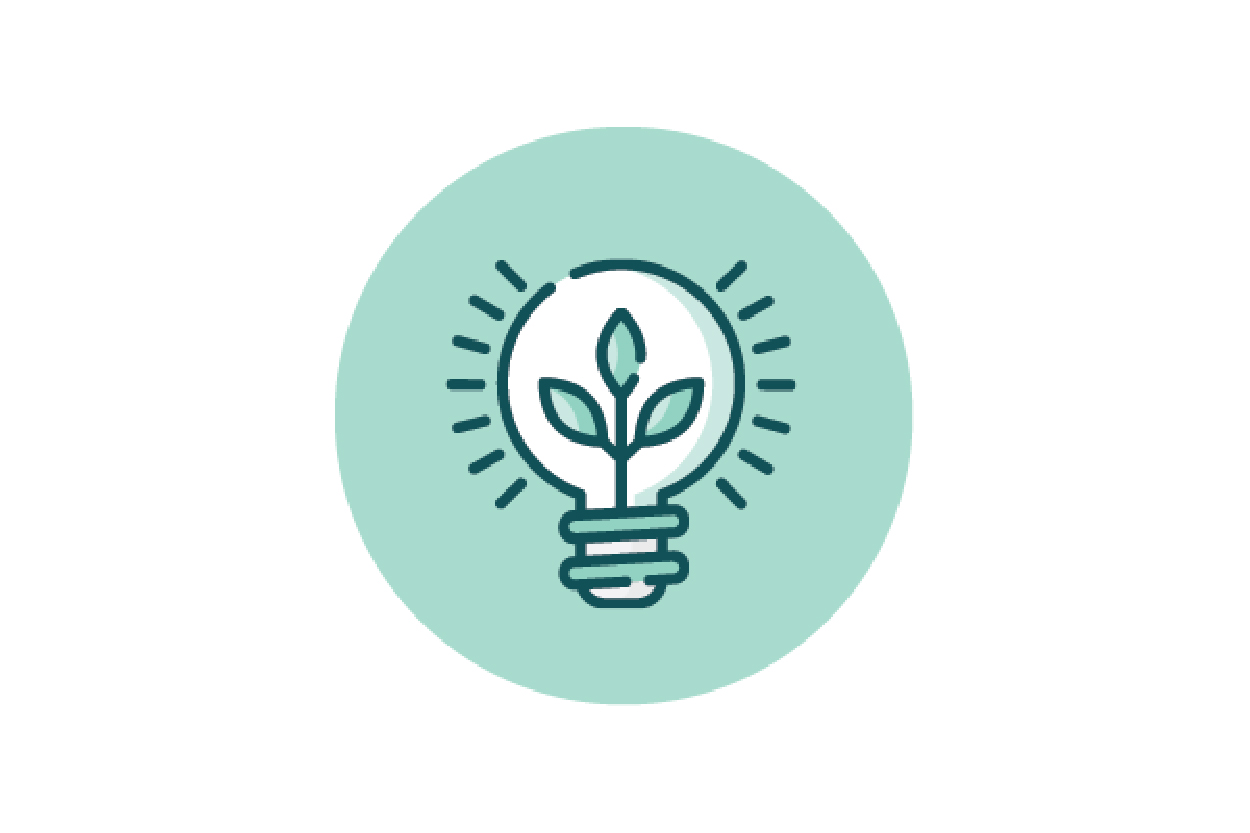 Light bulb with a sprout, symbolising green and innovative solutions.